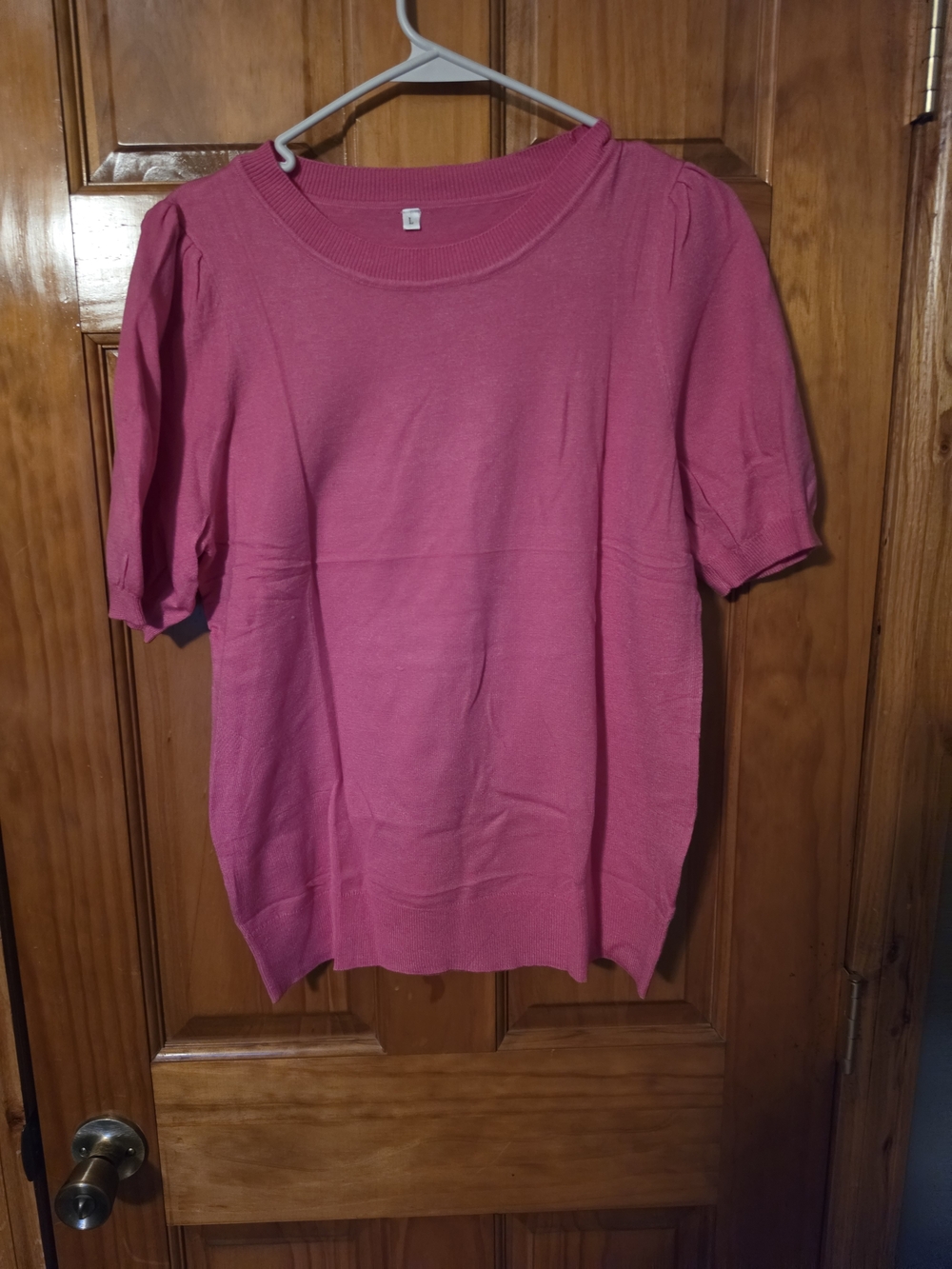 Women's Pink Short Sleeve Knit Top